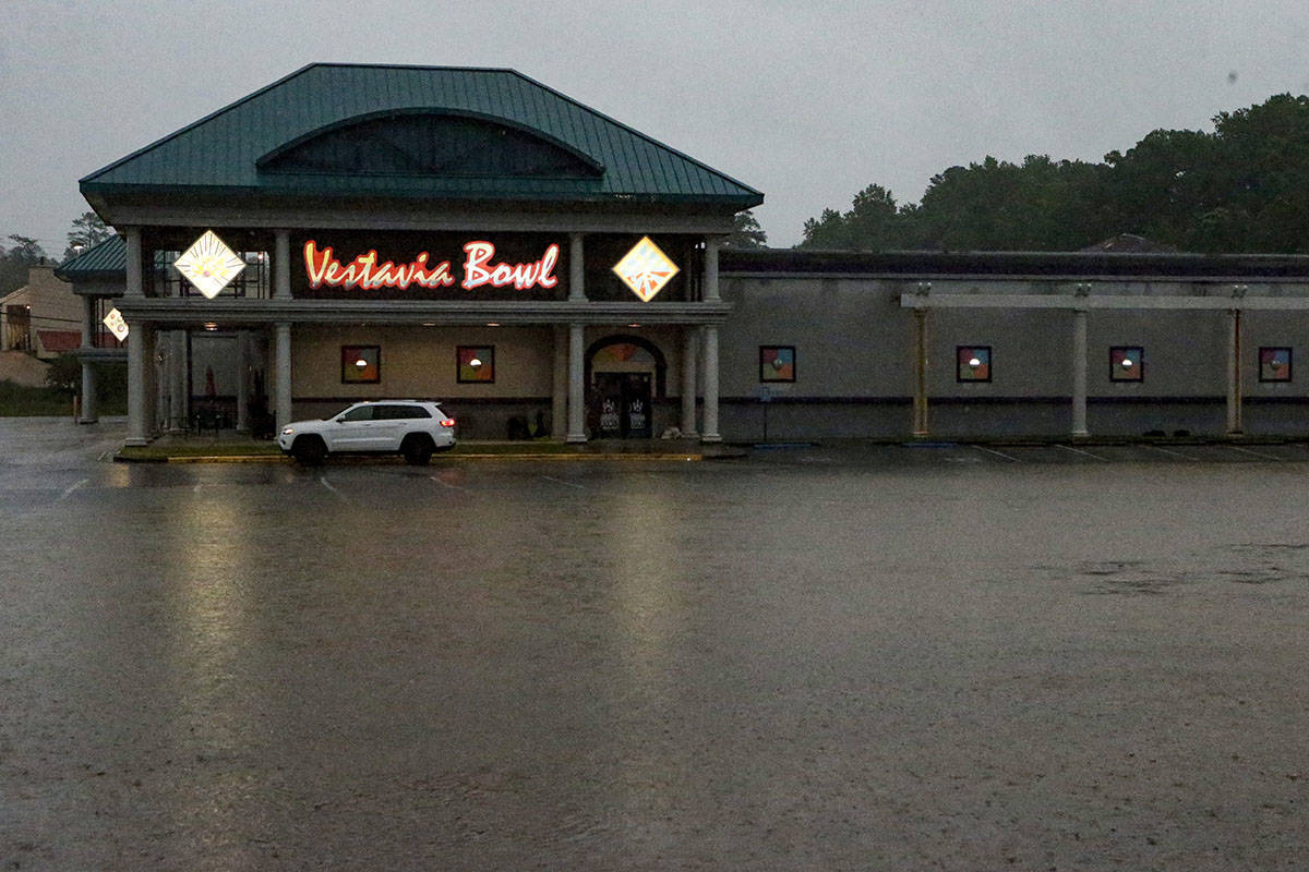 A parking lot is flooded as severe weather produces torrential rainfall, Tuesday, May 4, 2021 i ...