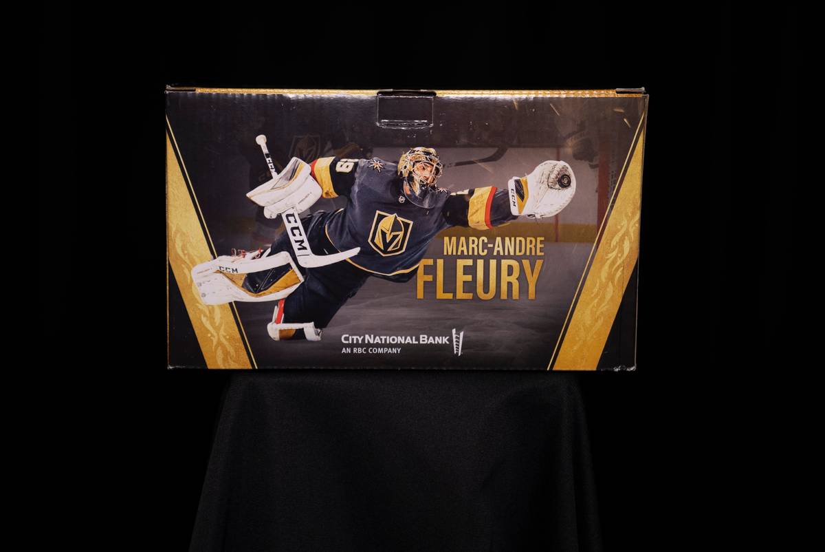The Golden Knights are giving away gold figurines to memorialize Marc-Andre Fleury’s diving s ...