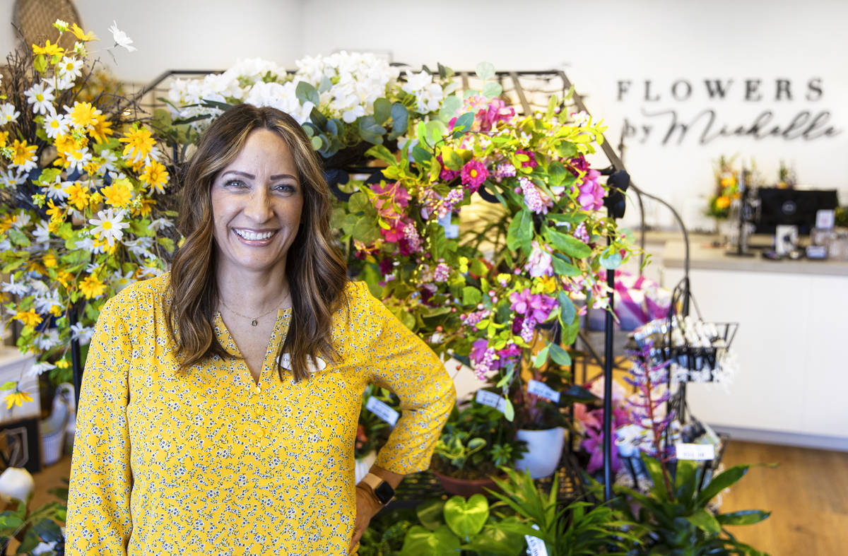 Michelle Jones, owner of Flowers by Michelle, in her northwest valley shop on Wednesday, May 5, ...