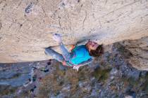 Adrian Ballinger climbs Fall of Man at Virgin River Gorge. (Emily Harrington)