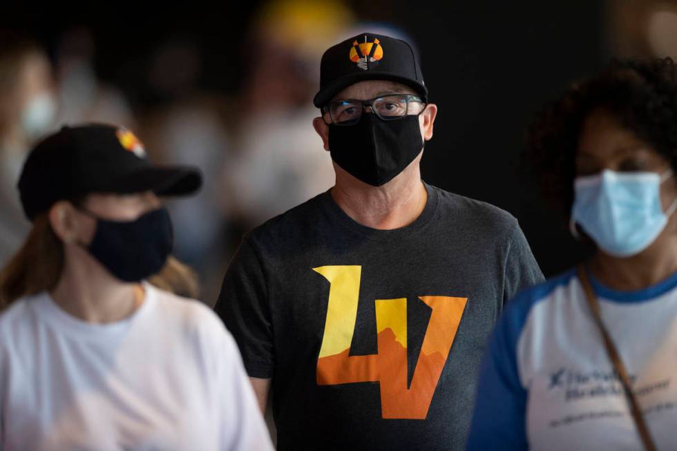 Fans make their way to their seats before the start of a Triple-A baseball game between the Las ...