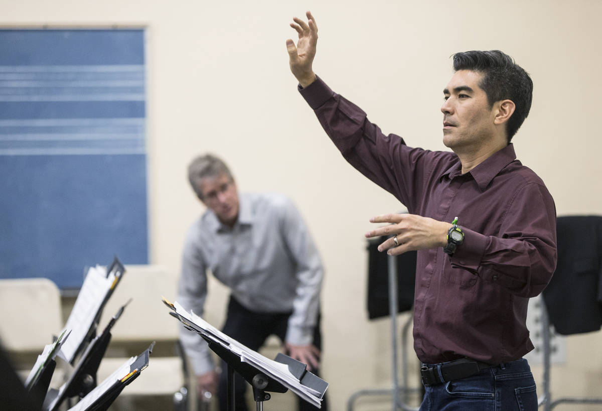 Nathan Tanouye directs the UNLV Jazz Ensemble at the Alta Ham Fine Arts building on Tuesday, Se ...