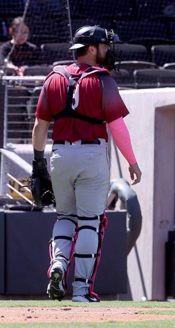 Several players wore pink equipment and jerseys in apparent honor of mothers during the game be ...