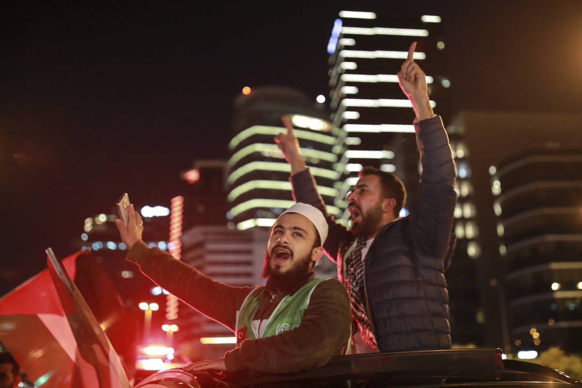 Protesters from IHH, a Turkish pro-Islamic organization chant anti-Israel slogans during a rall ...
