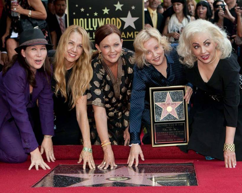 The female band The Go-Go's, from left, Kathy Valentine, Charlotte Caffey, Belinda Carlisle, Gi ...