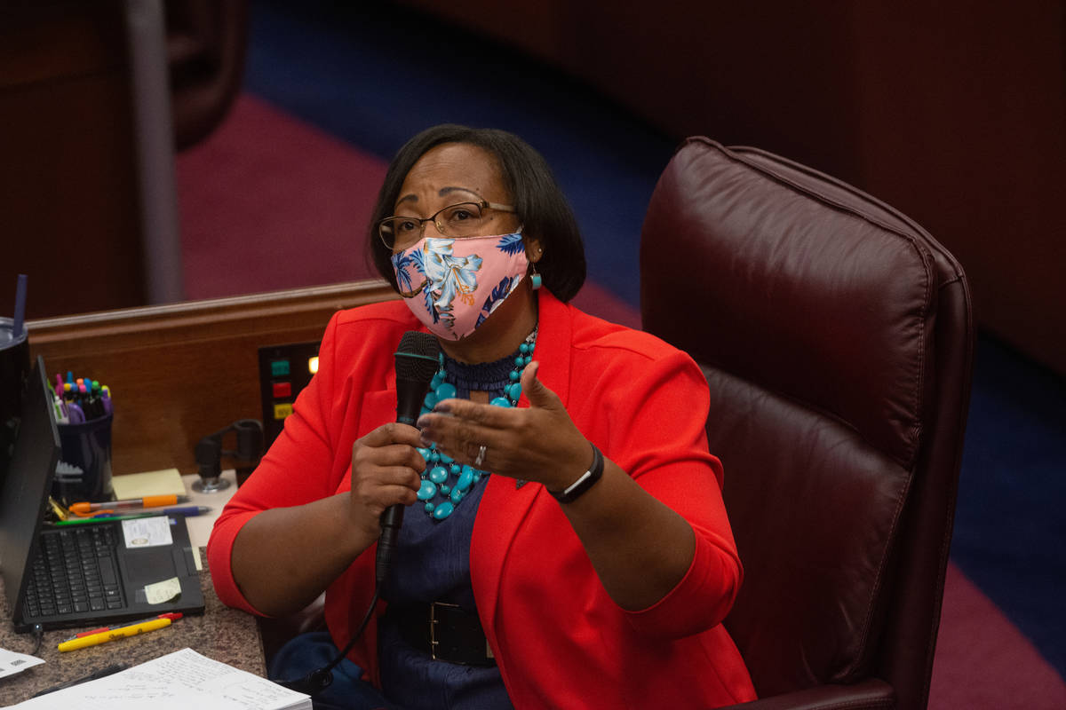 Assemblywoman Daniele Monroe-Moreno on Friday, July 31, 2020 during the first day of the 32nd S ...