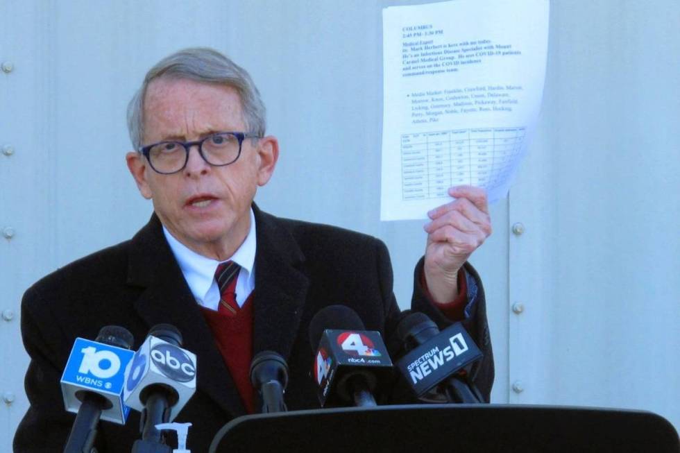 Republican Ohio Gov. Mike DeWine, seen in November 2020. (AP Photo/Andrew Welsh-Huggins)