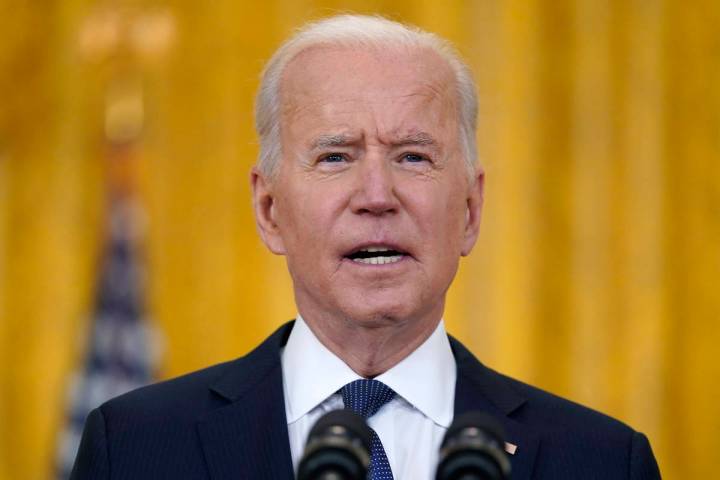 President Joe Biden speaks about the economy, in the East Room of the White House, Monday, May ...