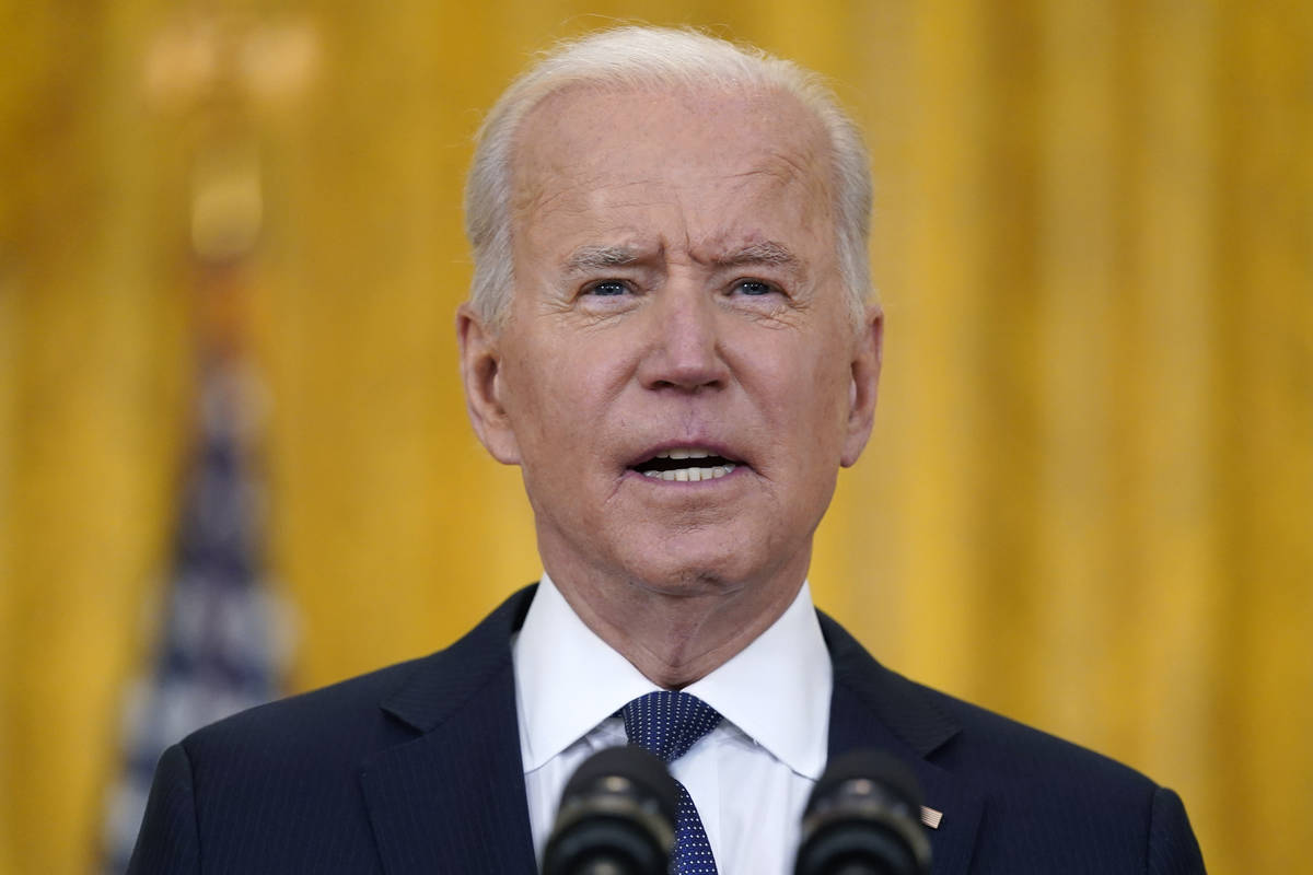 President Joe Biden speaks about the economy, in the East Room of the White House, Monday, May ...