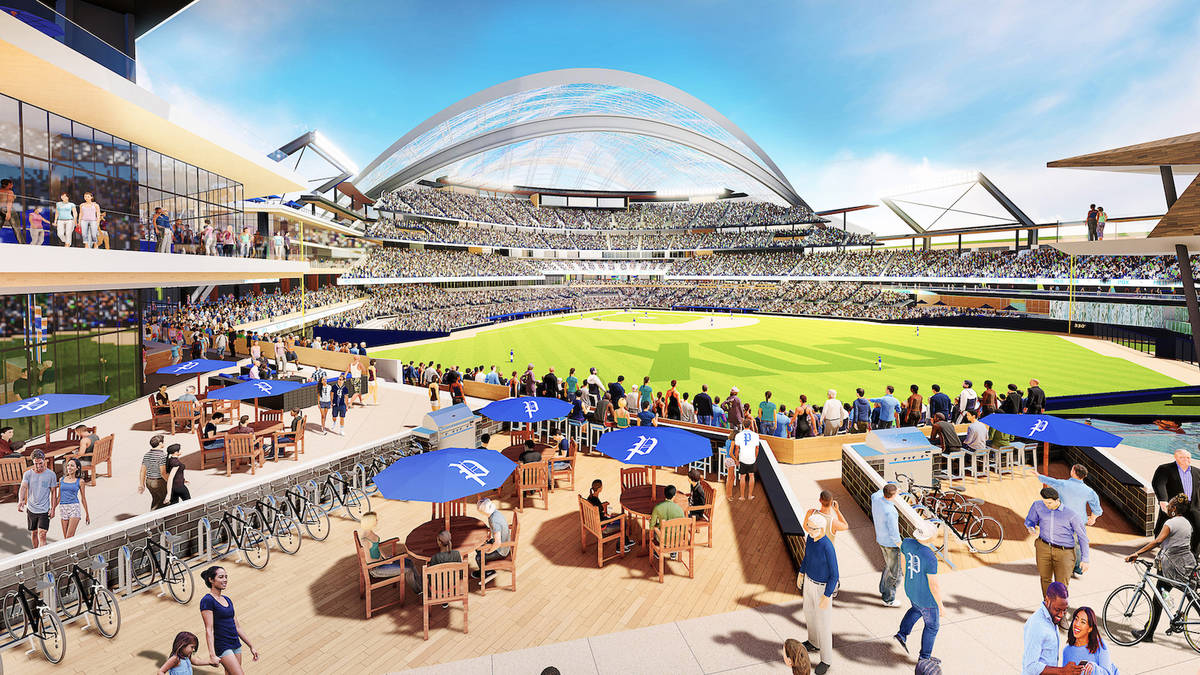 Renderings of a proposed major league baseball stadium in Portland, Oregon. Source: Portland Di ...