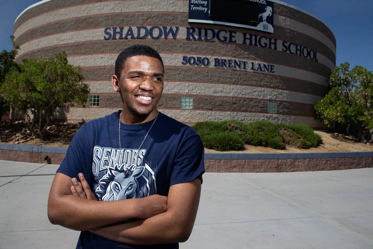 Trelas Dyson, 17, a senior at Shadow Ridge High School in North Las Vegas, was accepted to 59 c ...