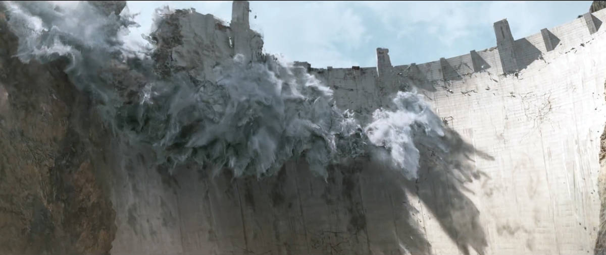The Hoover Dam is destroyed in a scene from "San Andreas." (Warner Bros. Pictures)