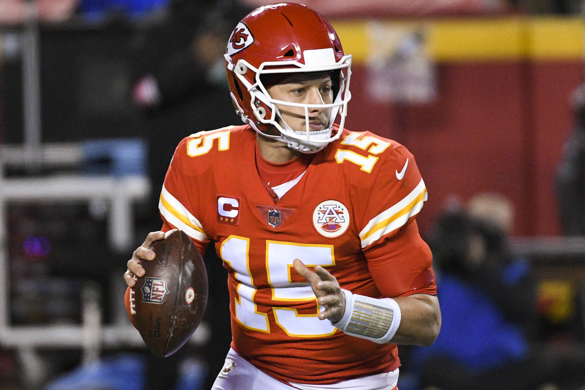 Kansas City Chiefs quarterback Patrick Mahomes during the first half of the NFL AFC championshi ...