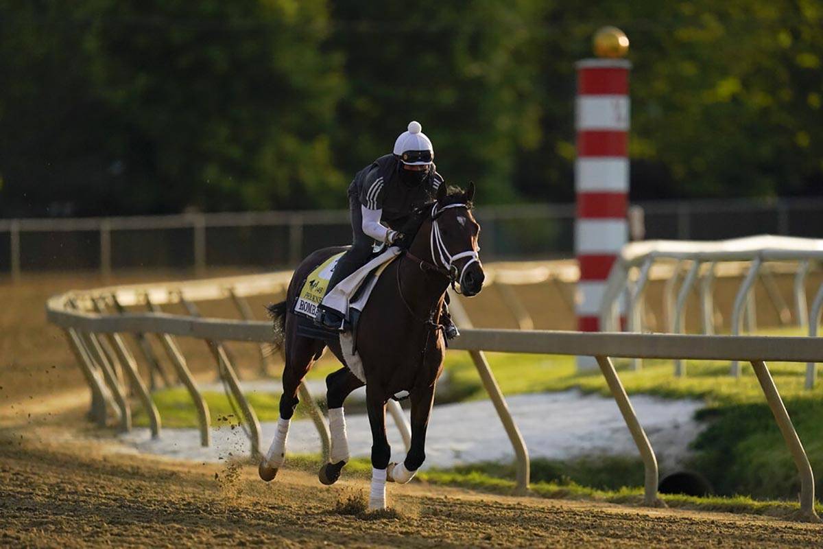 Preakness entrant Rombauer works out during a training session ahead of the Preakness Stakes ho ...