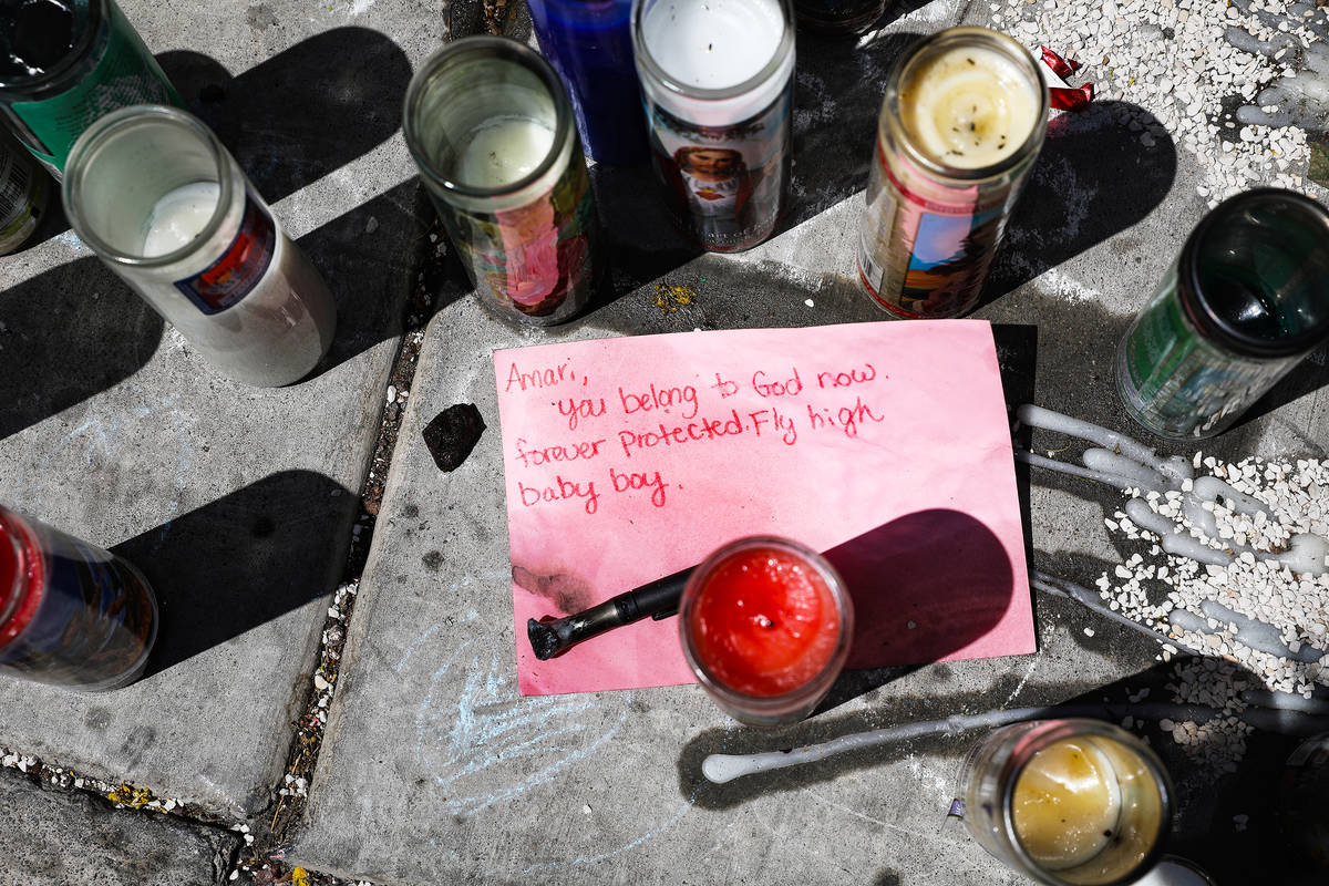 A note for 2-year-old Amari Nicholson, who was killed this month, near a balloon release in his ...