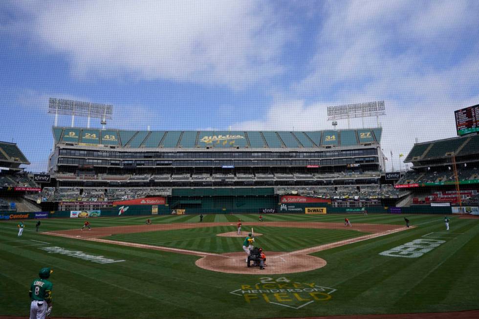 The Oakland Athletics play the Baltimore Orioles in a baseball game in Oakland, Calif., Saturda ...