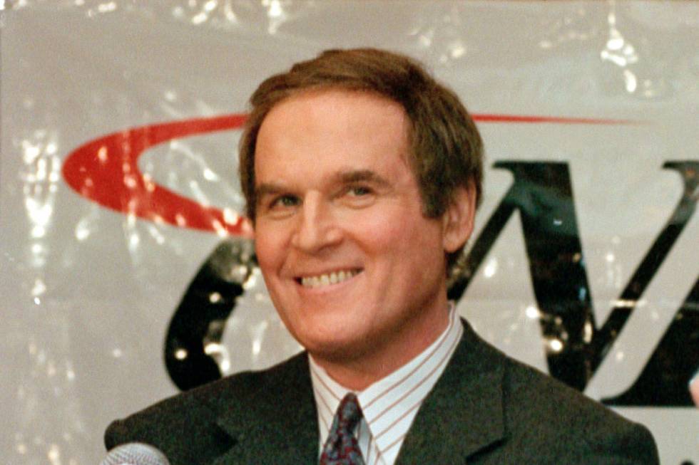 Actor/comedian Charles Grodin, posing before a CNBC-TV banner, is introduced as the cable telev ...