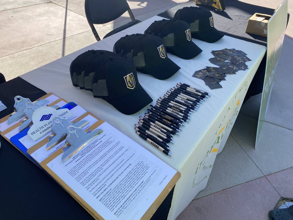 Everyone who gets vaccinated will receive a free Golden Knights hat and an exclusive sticker.