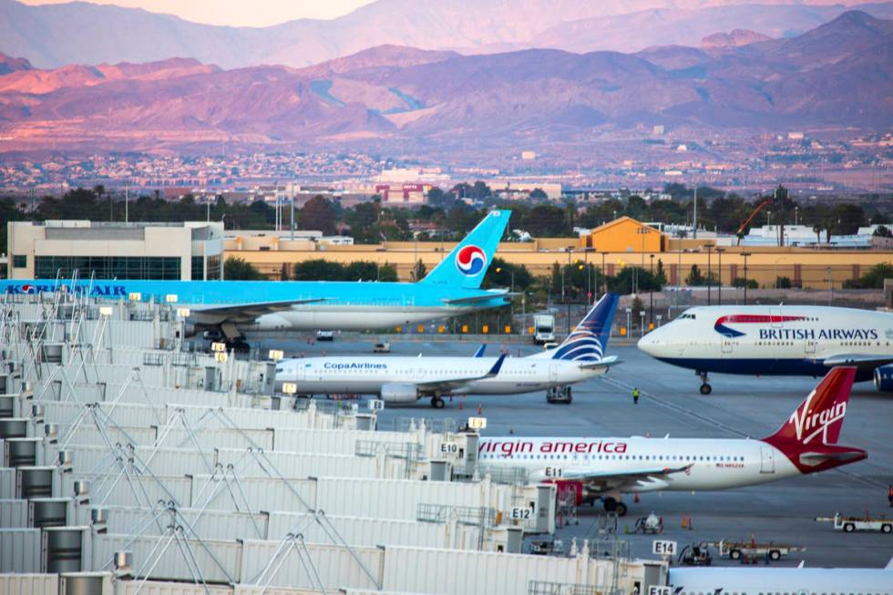 A British Airways flight arrives at McCarran International Airport. Rosemary Vassiliadis, who h ...