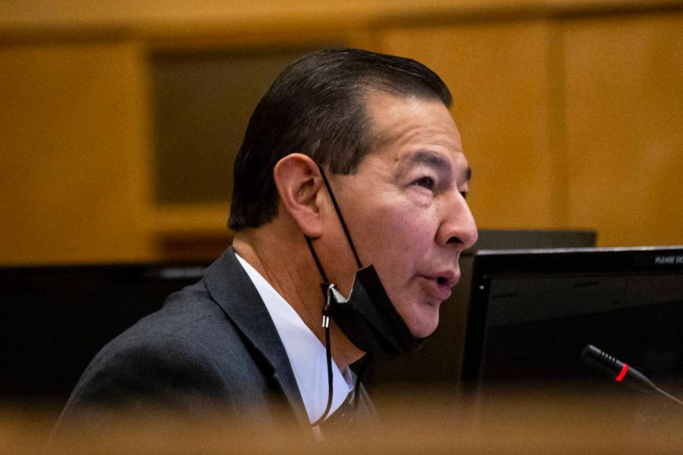 Las Vegas city manager Jorge Cervantes speaks during a Las Vegas City Council meeting in Las Ve ...