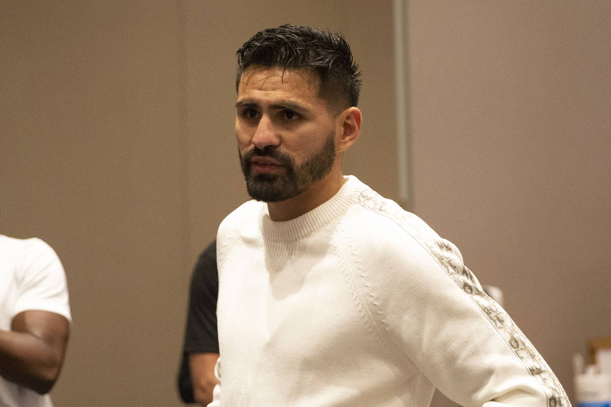 WBC and WBO junior welterweight champion Jose Ramirez during a news conference on Thursday, May ...