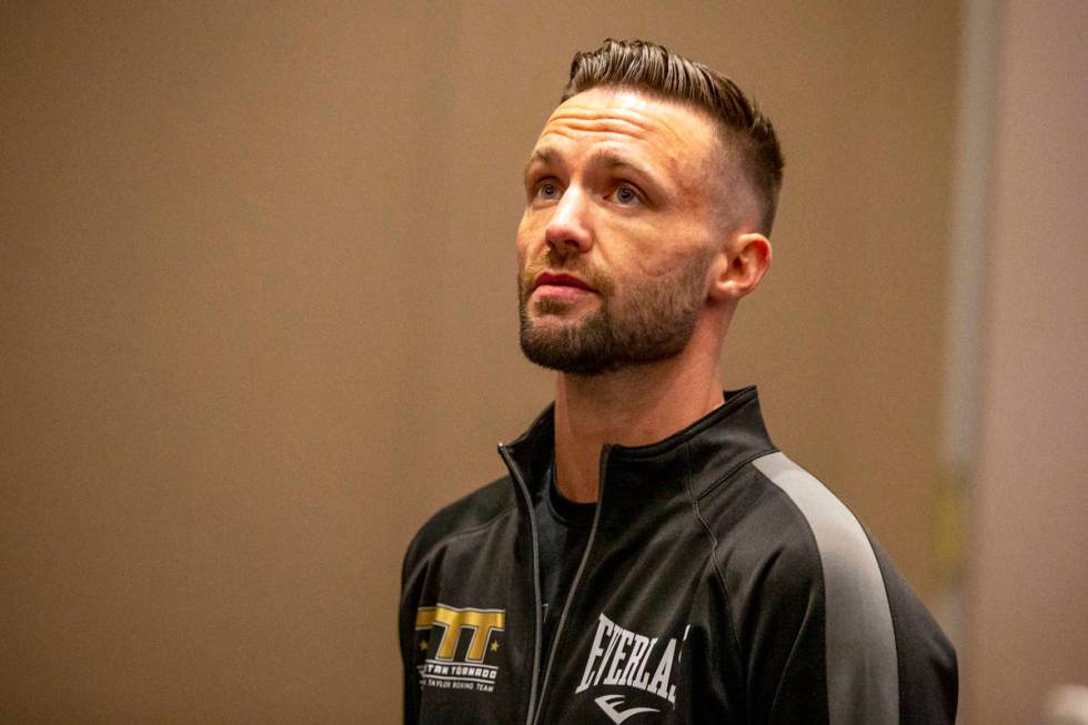 WBA and IBF junior welterweight champion Josh Taylor during a news conference on Thursday, May ...