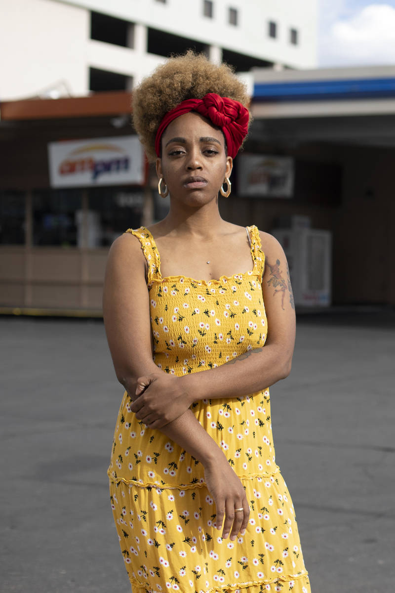 Jameelah Lewis wears the same dress and scarf she was wearing while arrested by Metropolitan po ...
