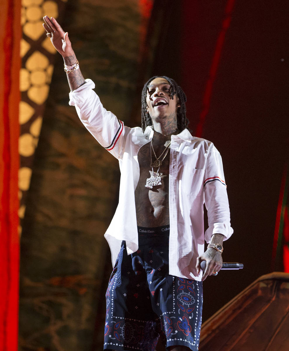 Rapper Wiz Khalifa performs with Dimitri Vegas & Like Mike on day one of the Electric Daisy Car ...