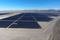 Solar arrays line the desert floor of the Dry Lake Solar Energy Zone as part of the 179 megawat ...