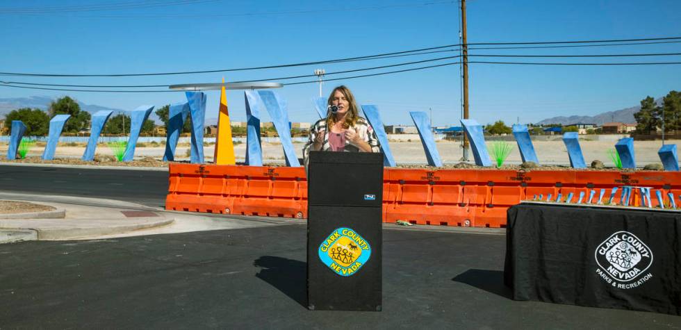 Clark County Commission Chairman Marilyn Kirkpatrick speaks during the dedication for "Absolute ...