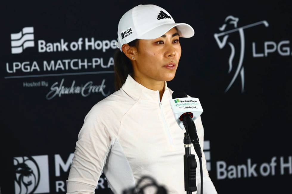 Danielle Kang speaks during the practice day ahead of the Bank of Hope LPGA Match Play at Shado ...