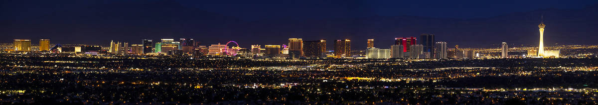 Just before sunrise along the Las Vegas Strip on Wednesday, May 26, 2021, in Las Vegas. (L.E. ...