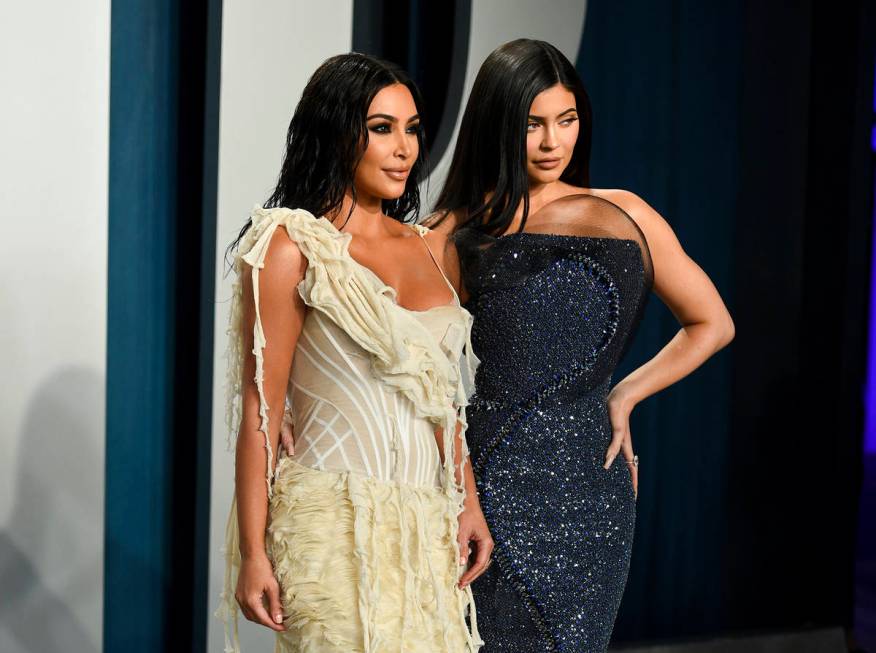 Kim Kardashian West, left, and Kylie Jenner arrive at the Vanity Fair Oscar Party on Sunday, Fe ...