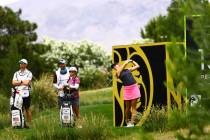 Jennifer Kupcho tees off at the 13th hole during the first round of the Bank of Hope LPGA Match ...
