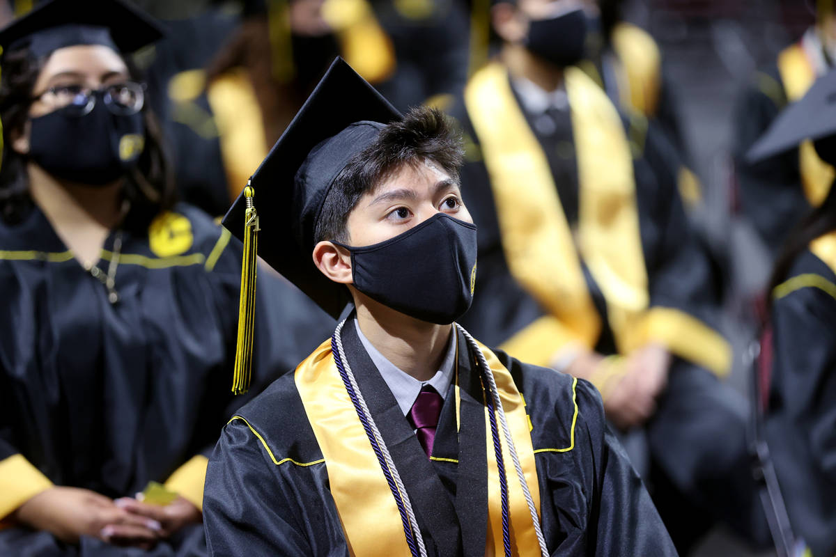 Clark High School student Nathanael Altamirano during a graduation ceremony at the Orleans Aren ...