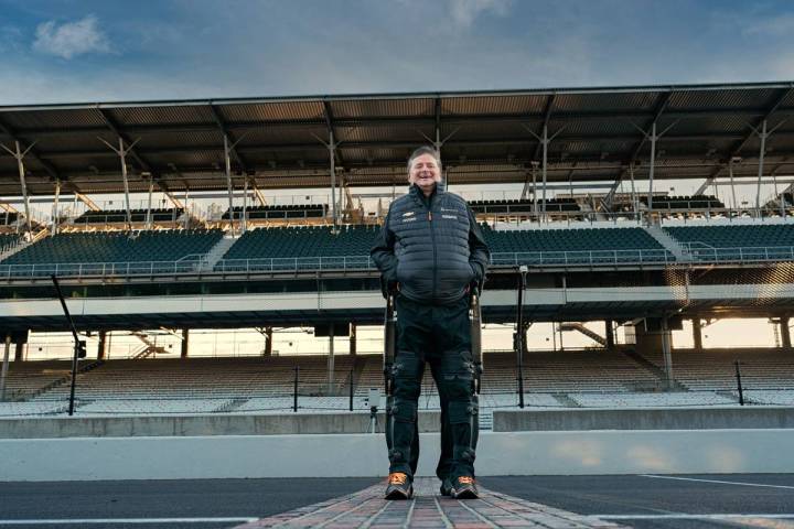 Longtime Las Vegas resident and Indy500 car owner Sam Schmidt, using an experimental exoskeleto ...