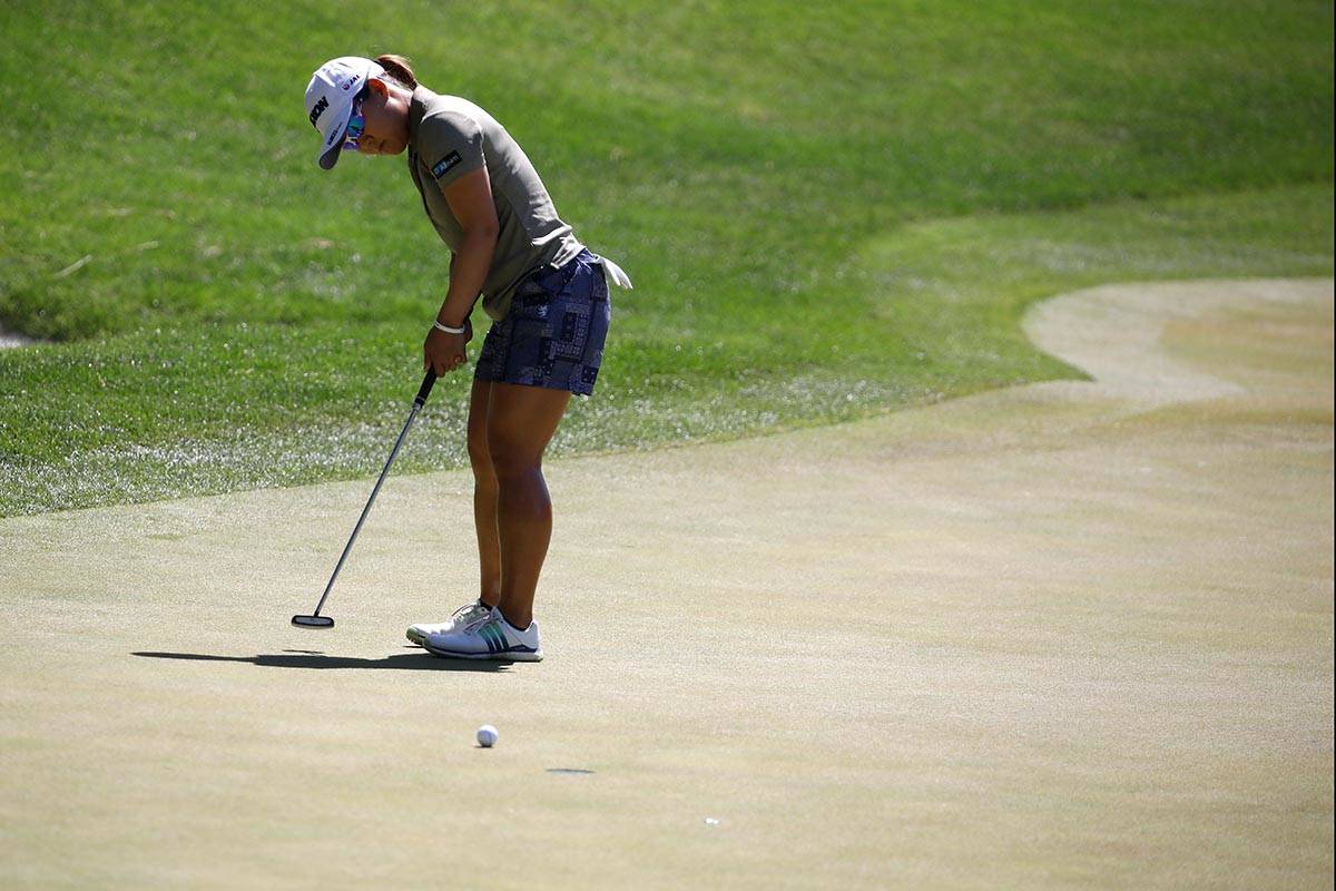 Nasa Hataoka of Japan putts on the first green during the third round of the Bank of Hope LPGA ...