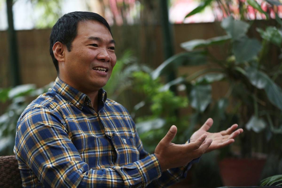 Mingma Sherpa, owner of Seven Summit Treks speaks during an interview with the Associated Press ...