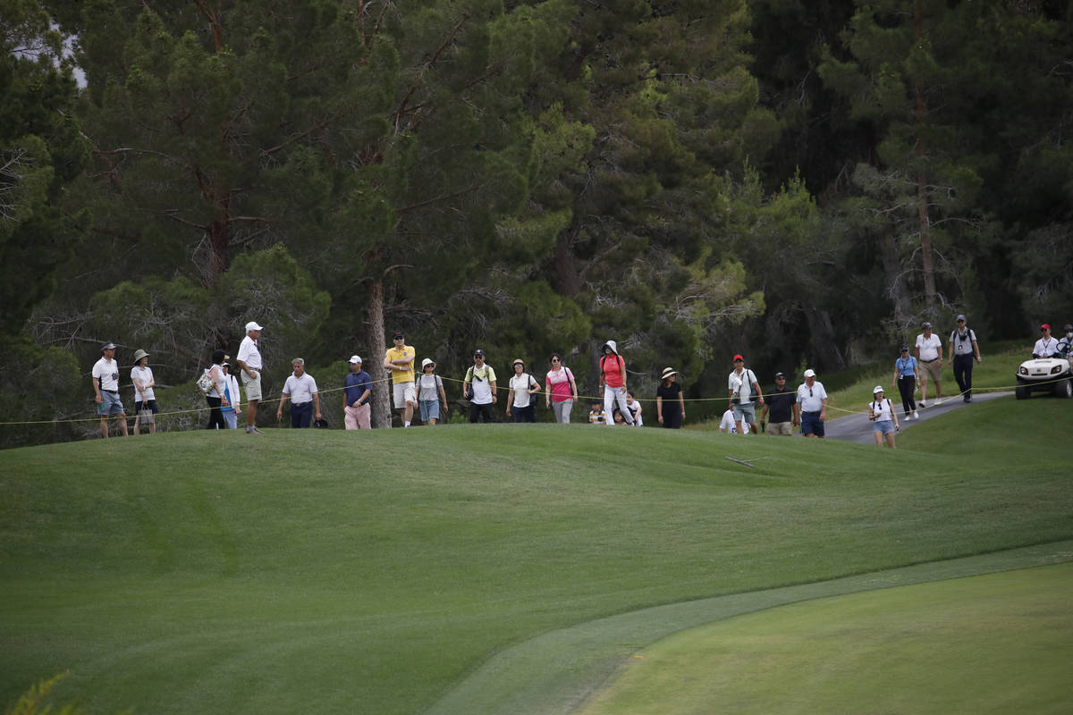 The gallery watches the fourth round of the Bank of Hope LPGA Match Play at Shadow Creek Golf C ...