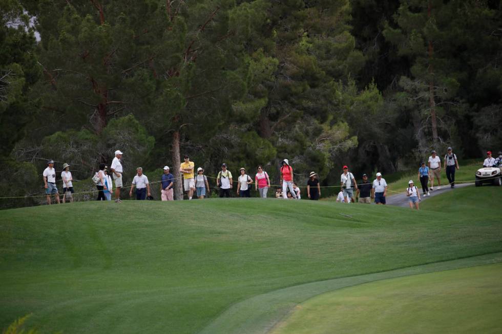 The gallery watches the fourth round of the Bank of Hope LPGA Match Play at Shadow Creek Golf C ...