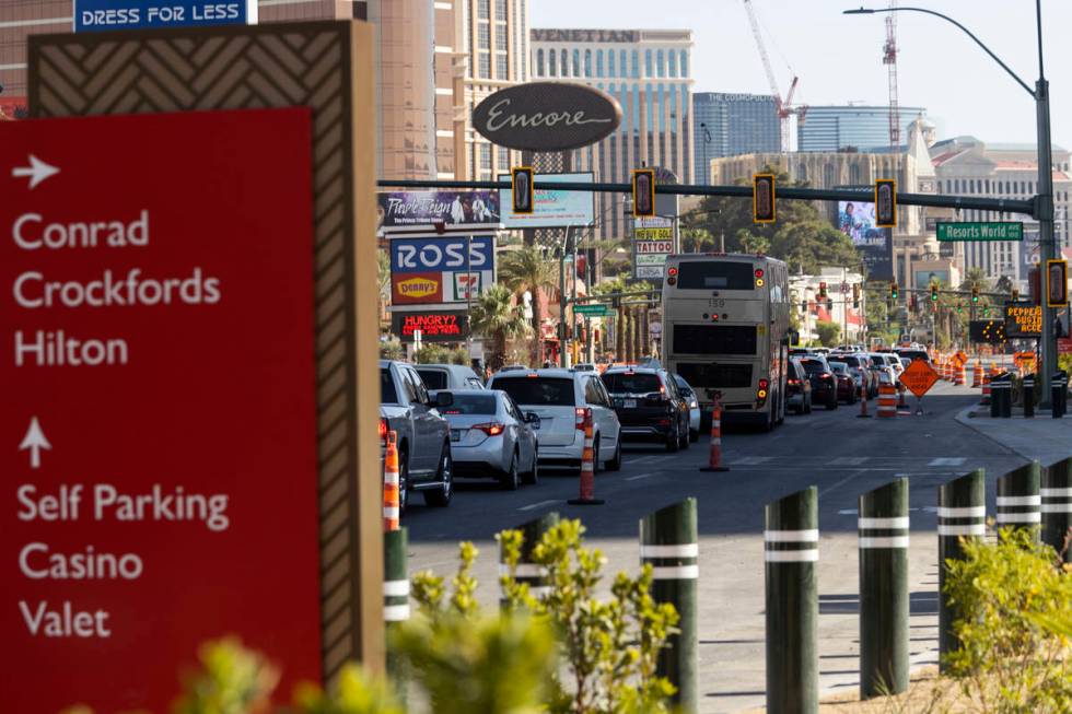 Signage for the Resorts World Las Vegas under construction is seen on Monday, June 21, 2021 in ...