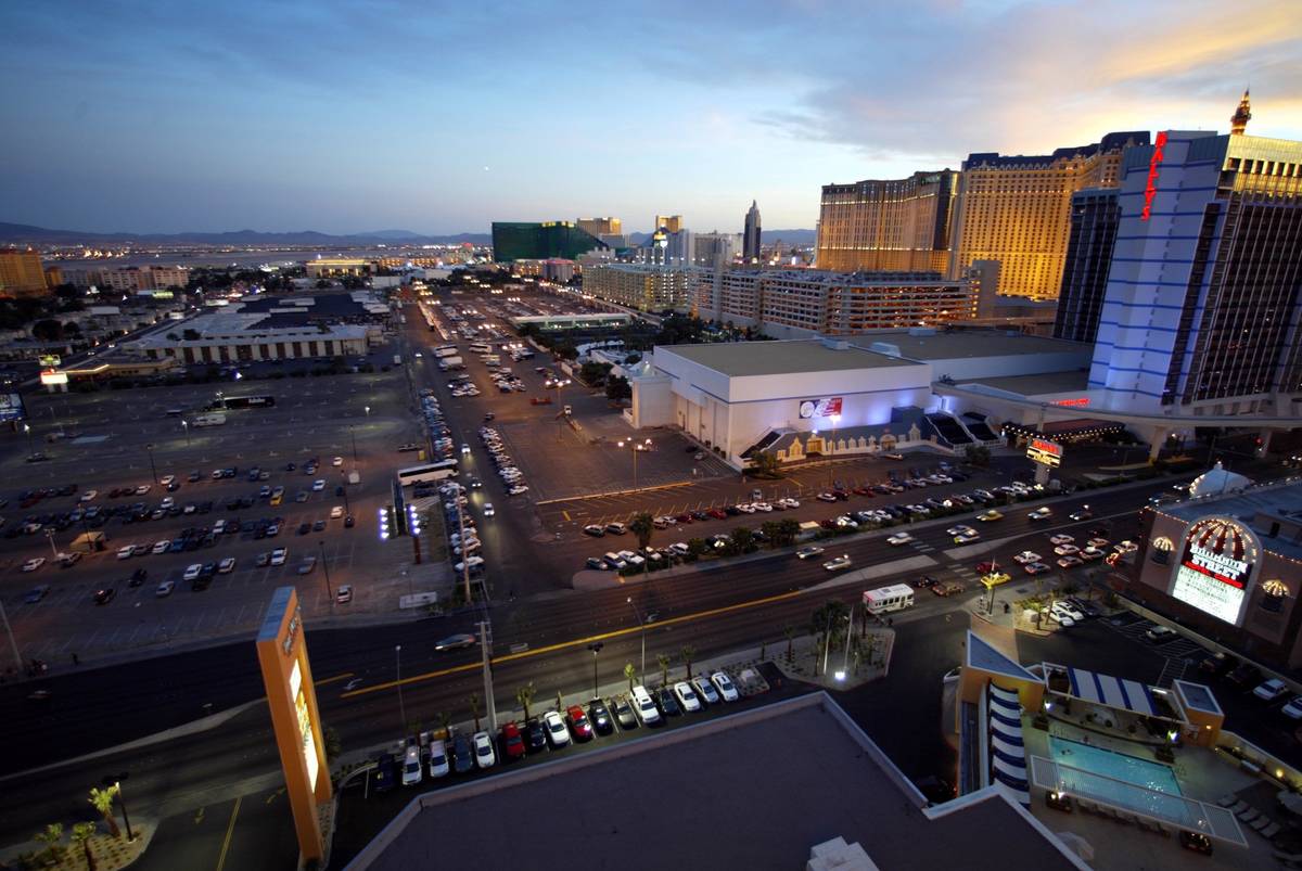 The parking lot area behind Bally's and Paris Las Vegas, photographed on April 20, 2004, was th ...