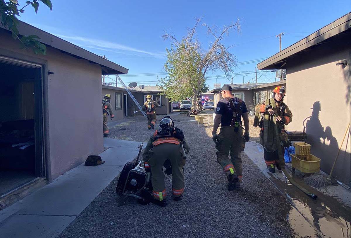 A fire in an east Las Vegas apartment complex prompted evacuations and a fire rescue early Tues ...