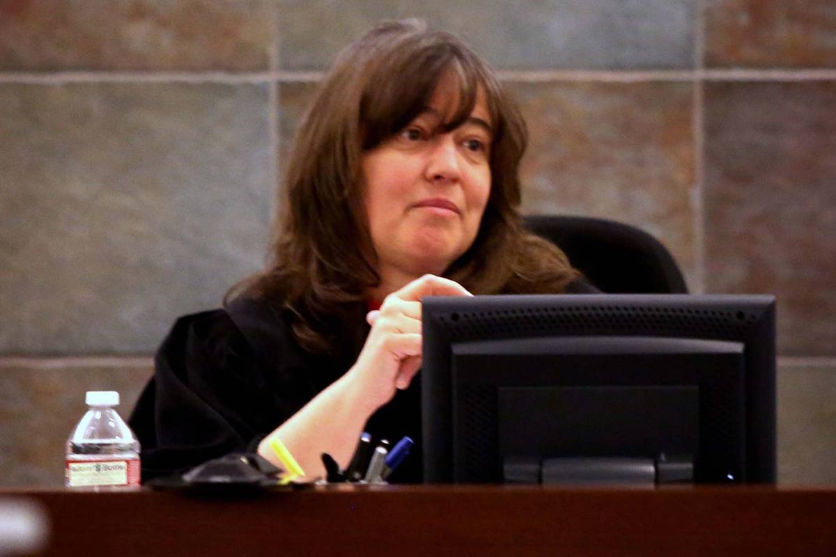 This April 22, 2013, photo shows District Judge Valerie Adair at the Regional Justice Center in ...