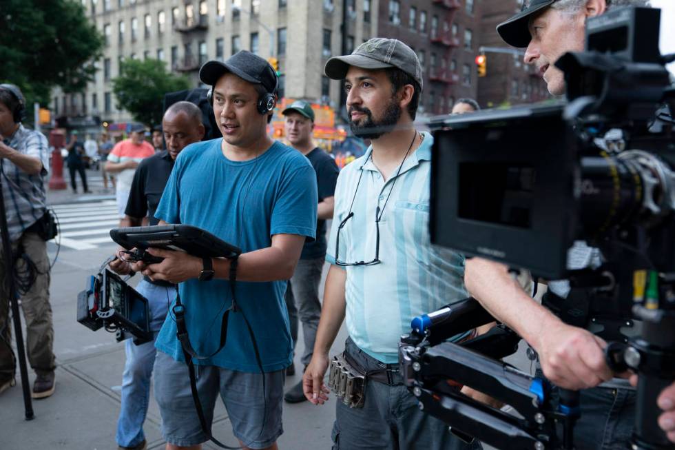 "In The Heights" director Jon M. Chu, left, and concept/music and lyrics/producer Lin-Manuel Mi ...