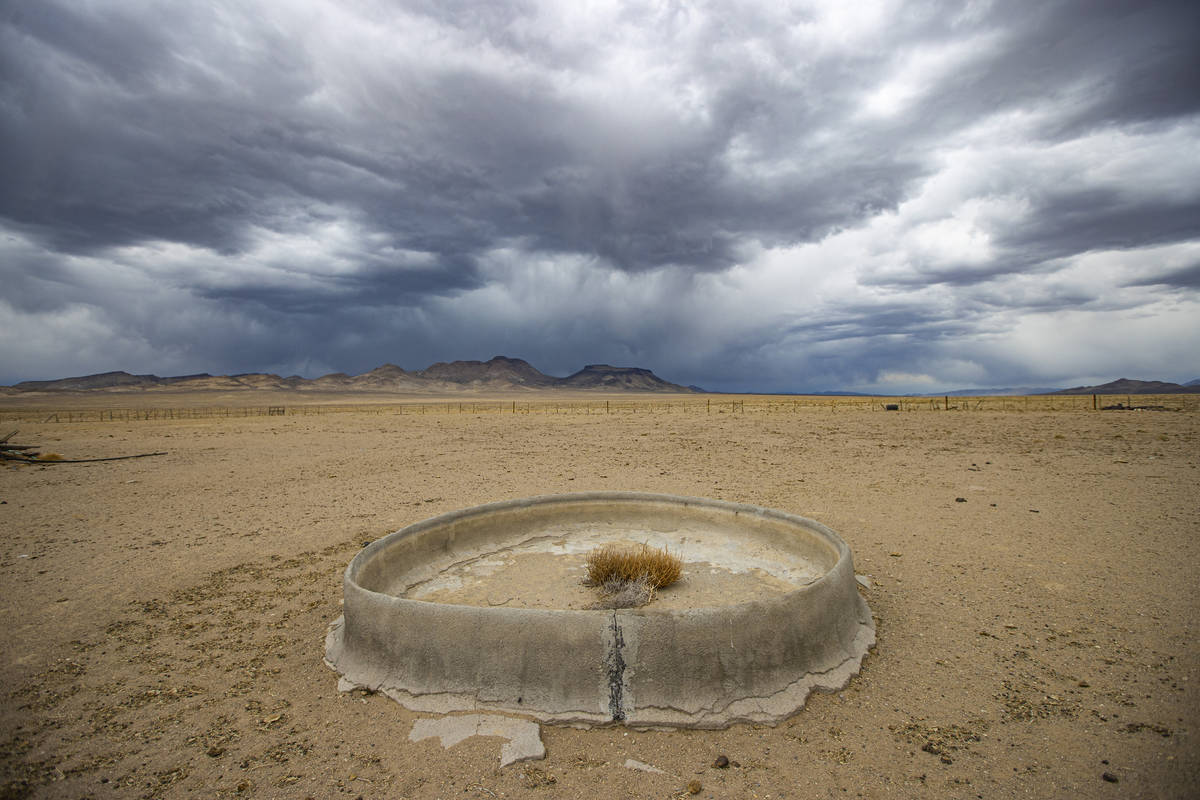 An abandoned water trough for cattle is seen in the Hot Creek Range along the Basin & Range ...