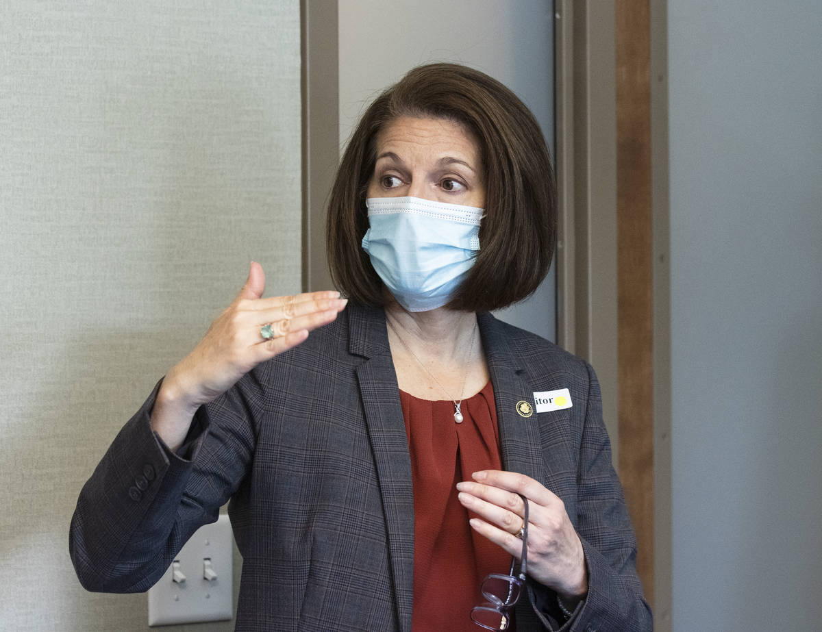 Sen. Catherine Cortez Masto, D-Nev., speaks about a new bill on mental health prior to touring ...