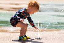 Mabel Peters, 18 months, plays at Paseo Vista Park, on Wednesday, June 2, 2021, in Henderson. T ...