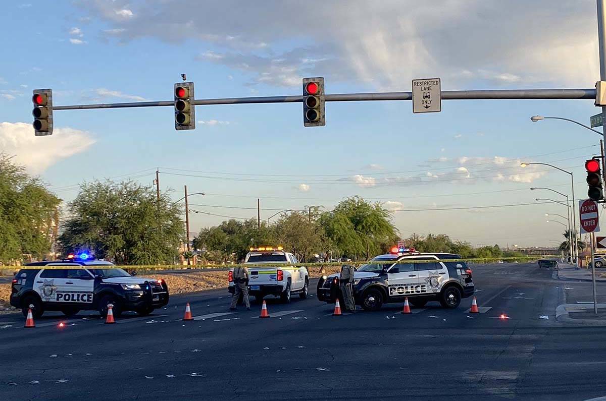 A pedestrian was killed when they were struck by a vehicle in the eastern Las Vegas Valley earl ...