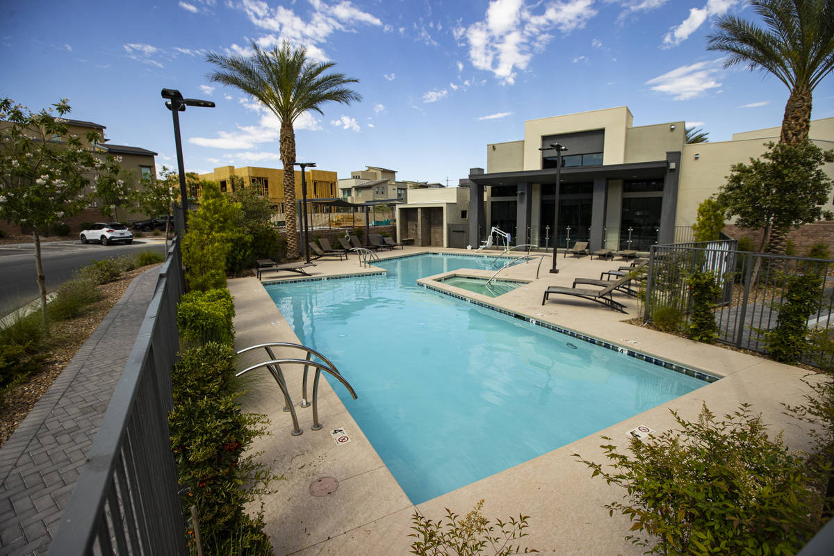 A community pool area at Affinity by Taylor Morrison in Summerlin just west of the 215 Beltway ...
